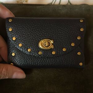 Coach Black Wallet with Gold Accents